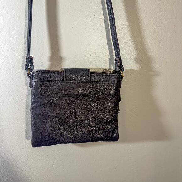 The Sak Dark Brown Pebbled Leather Mini Crossbody Bag | Wallet Phone Purse - Picture 7 of 8
